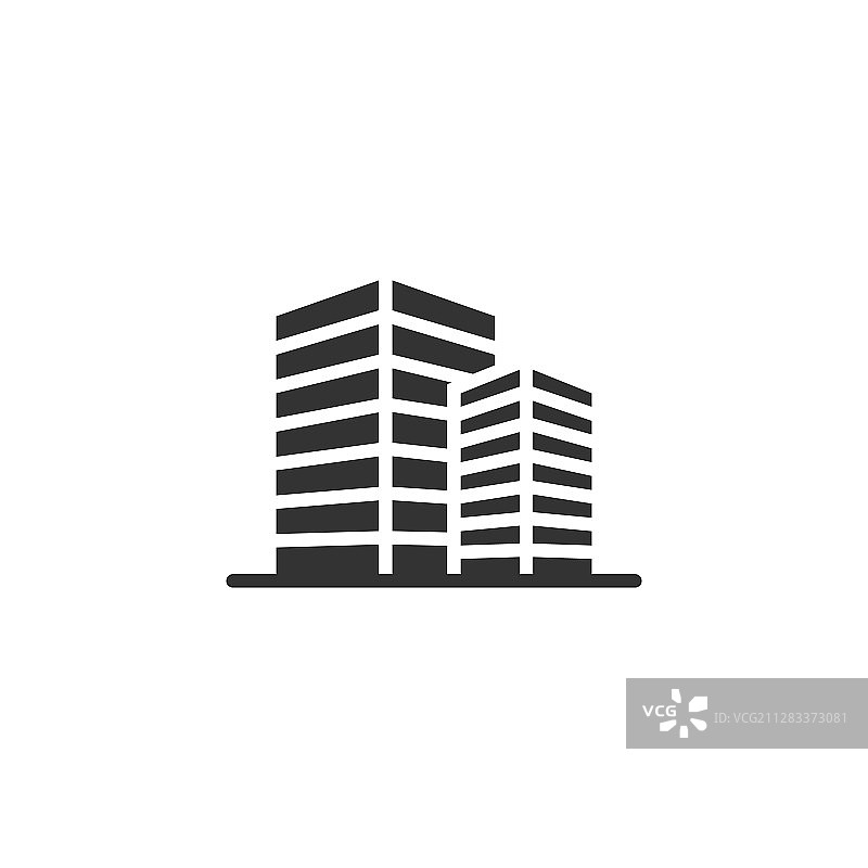 建筑图标在平坦风格的城市摩天大楼图片素材