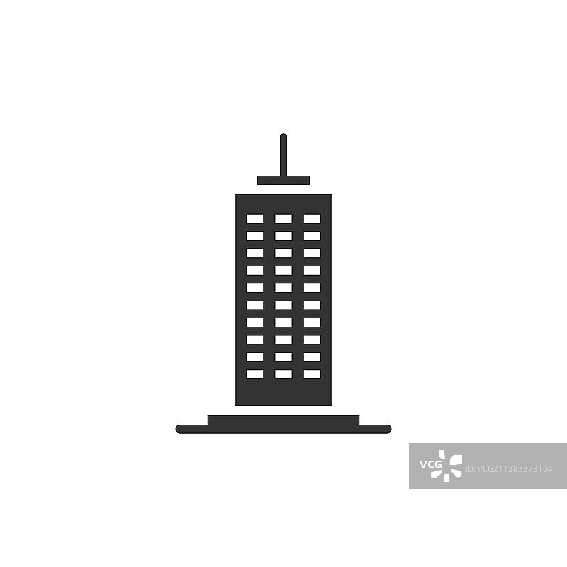 建筑图标在平坦风格的城市摩天大楼图片素材