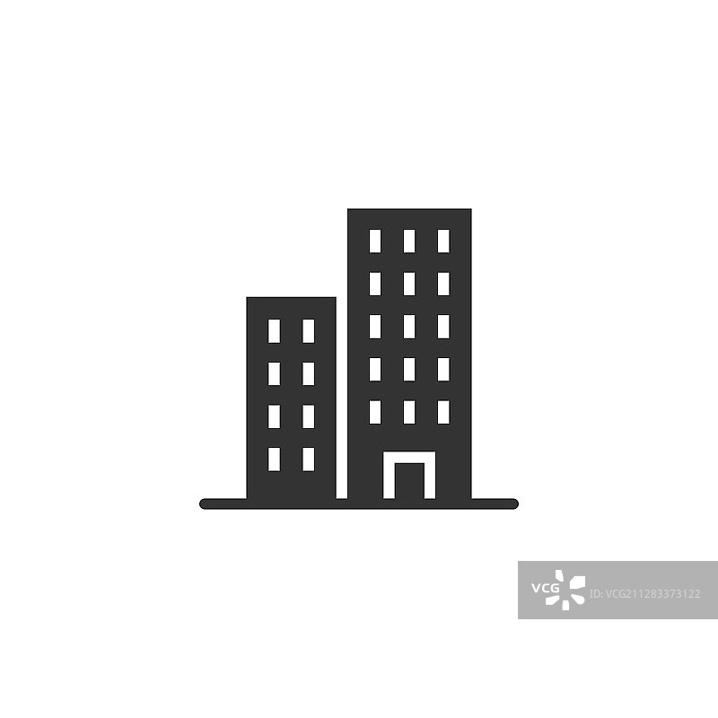 建筑图标在平坦风格的城市摩天大楼图片素材