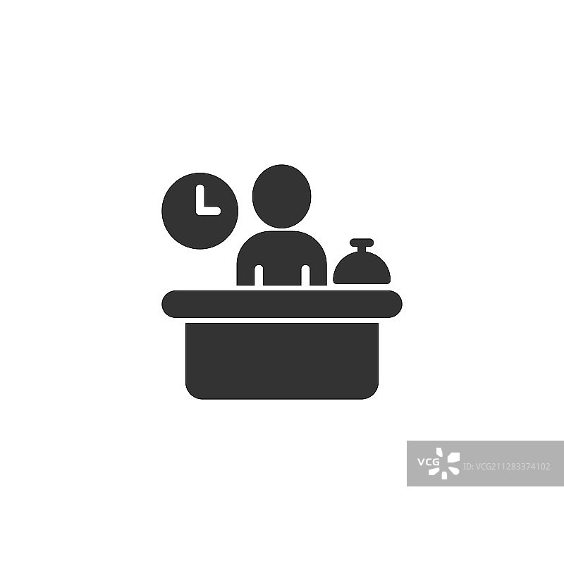 扁平风格的登记入住接待图标图片素材