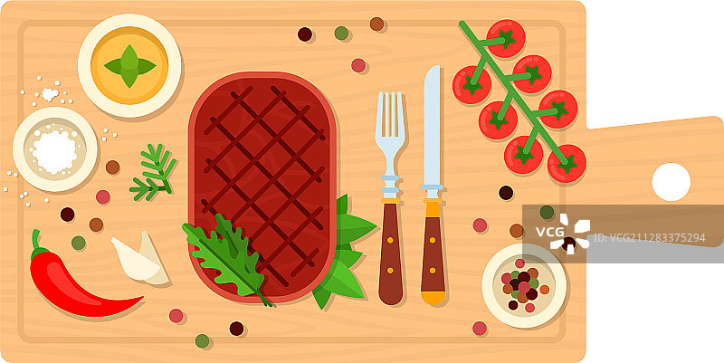 带餐具的牛排平板隔离图图片素材