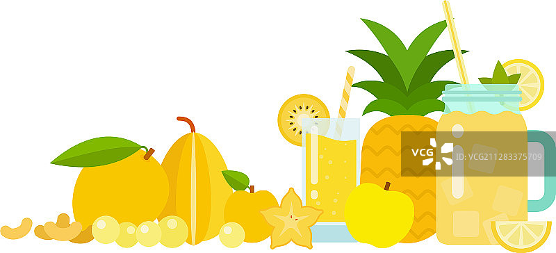 玻璃杯中的菠萝汁柠檬水图片素材