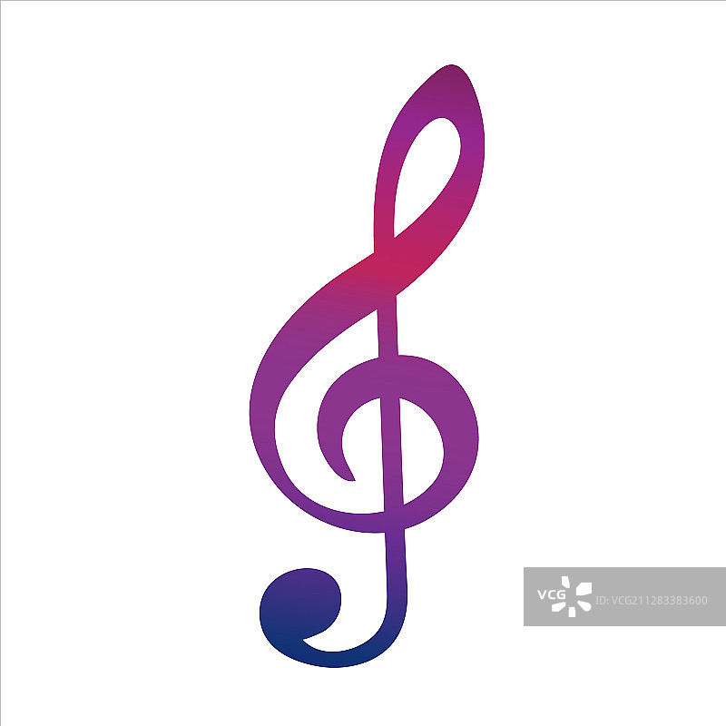 白色背景上的彩色音乐高音谱号图标图片素材