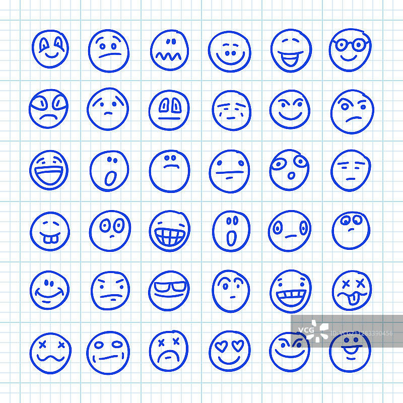 手绘方形表情符号图标图片素材