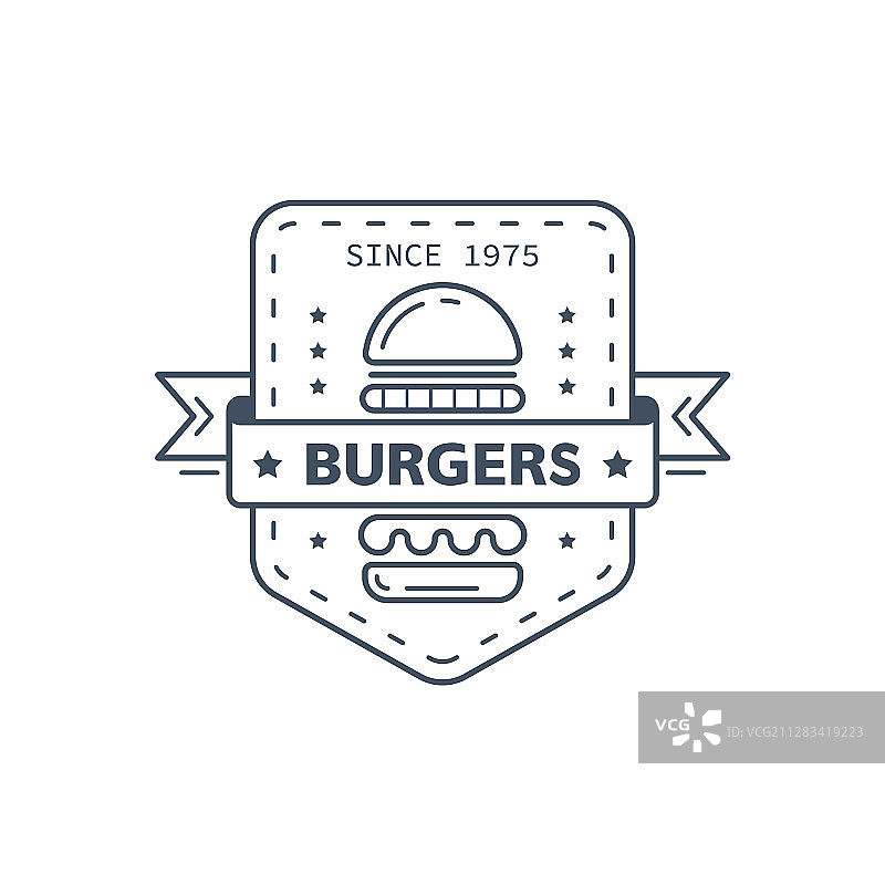 汉堡徽章设计线条艺术图片素材