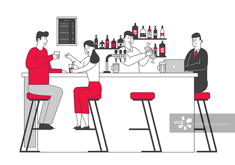 酒吧休闲概念：人们光顾酒吧图片素材
