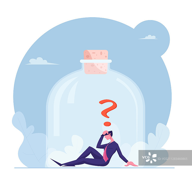 压力大且沮丧的商人被困在罐子里图片素材