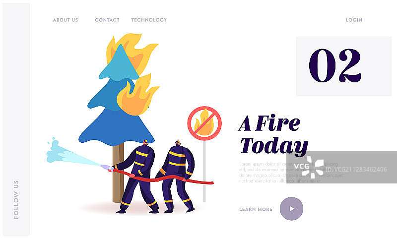 消防员正在扑灭燃烧的森林大火图片素材