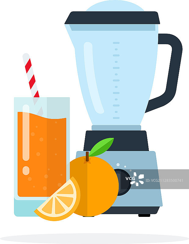 橙子搅拌机和一杯橙汁图片素材