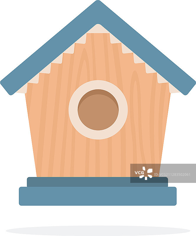 扁平风格的木制鸟屋图片素材