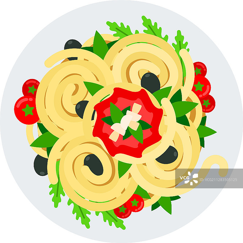 蔬菜意面俯视图图片素材
