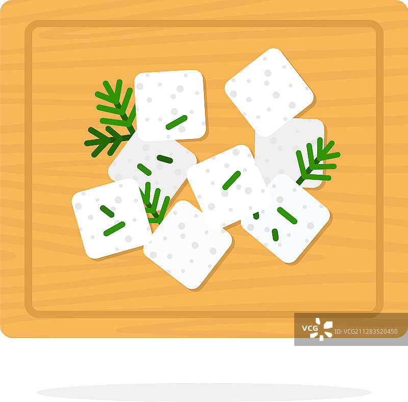 木板上配莳萝的羊乳酪图片素材