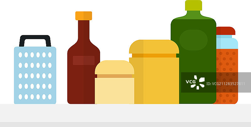 厨房储物罐、油瓶和磨碎器图片素材