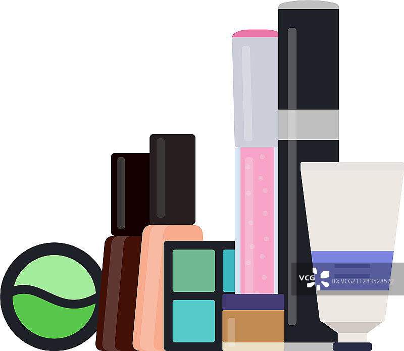 扁平风格装饰化妆品图标套装图片素材