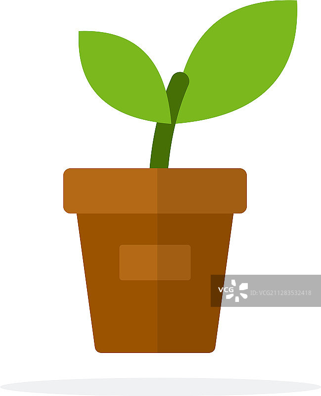 盆栽中的幼苗扁平风格图片素材