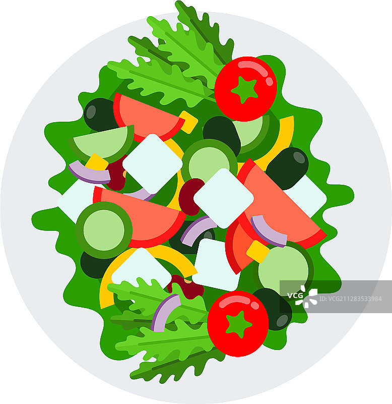 羊奶酪蔬菜沙拉俯视图图片素材