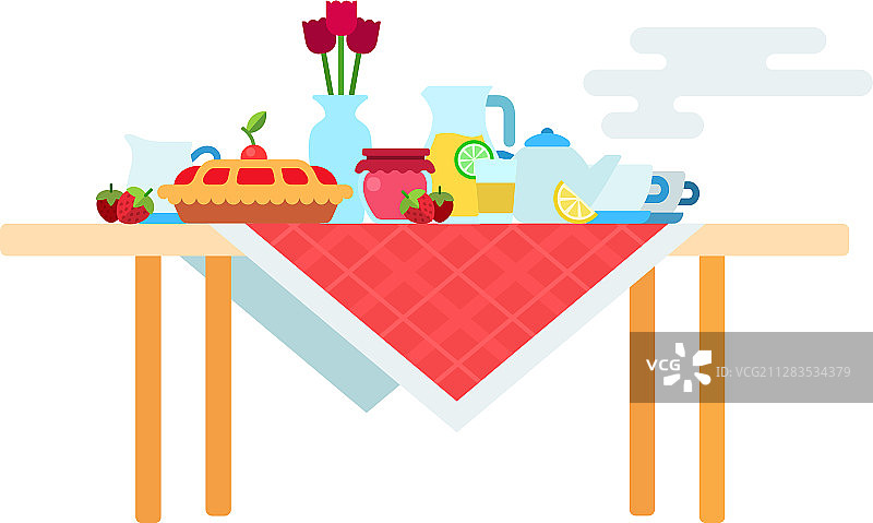 茶饮餐桌图标（扁平风格）图片素材