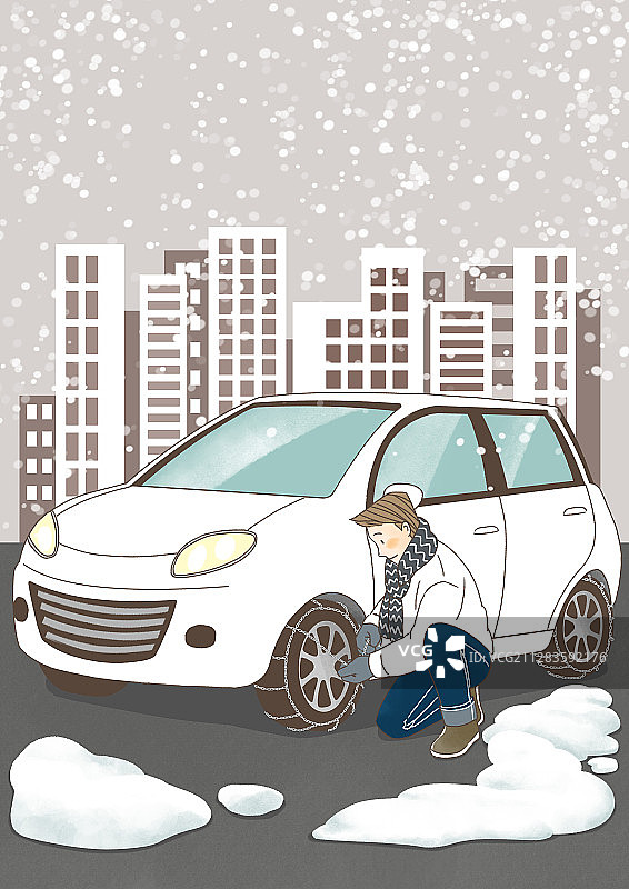 卡通：冬季人物健康护理插画 006图片素材