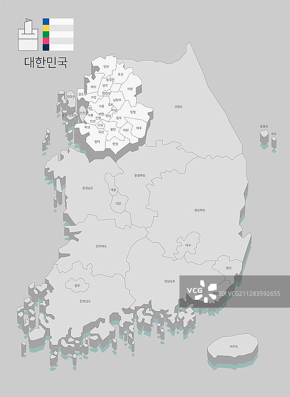 韩国本地地图线条矢量图 019图片素材