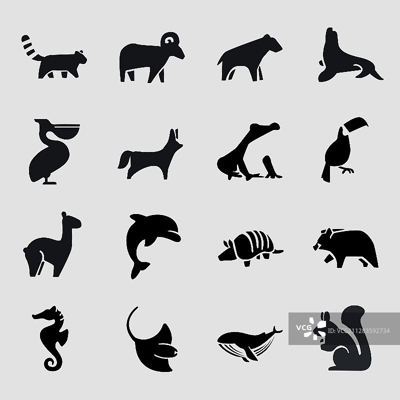 动物图标扁平风格插画合集012图片素材