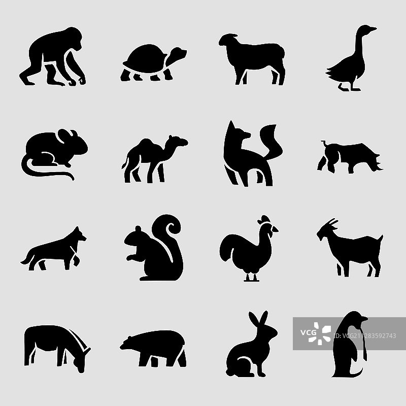 不同动物图标扁平风格插画006图片素材