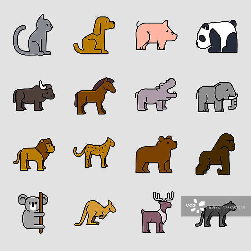 不同动物图标扁平风格插画002图片素材