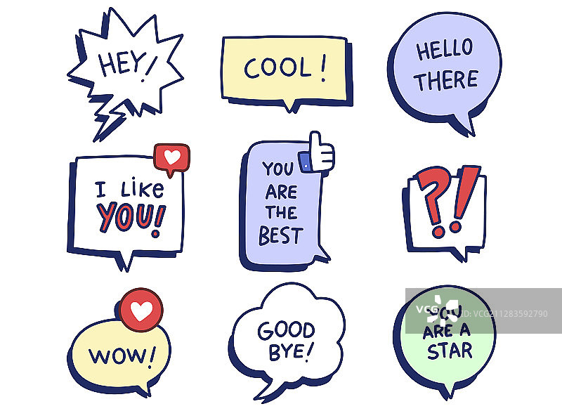 波普艺术风格的漫画对话气泡插图 019图片素材