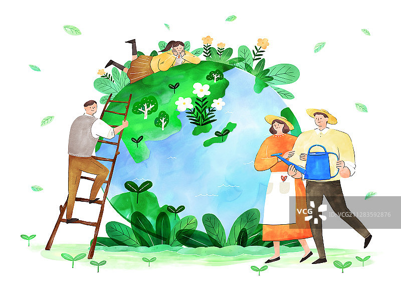 与家人共建生态概念插画012图片素材