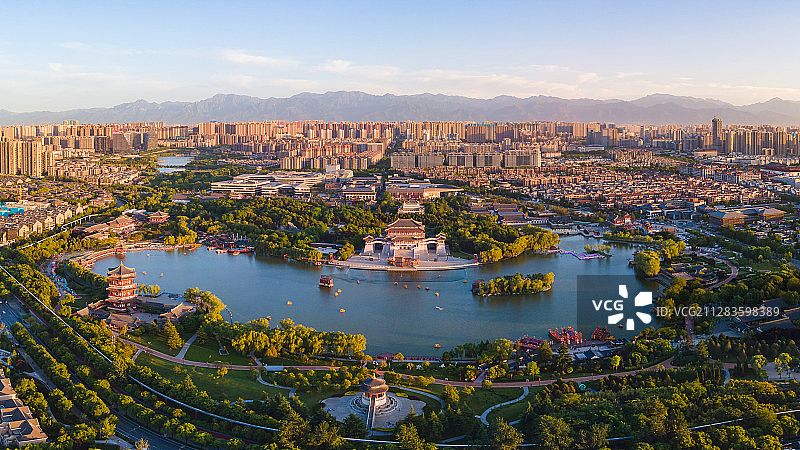 航拍西安大唐芙蓉园图片素材