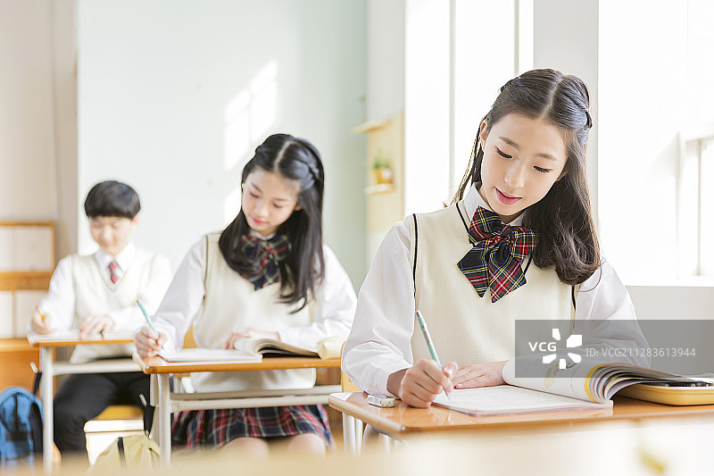 一群快乐微笑的男女学生图片素材