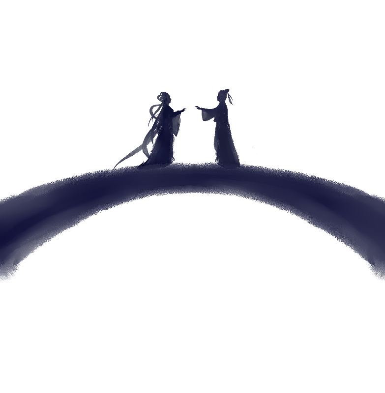 七夕节牛郎织女鹊桥相会图片素材