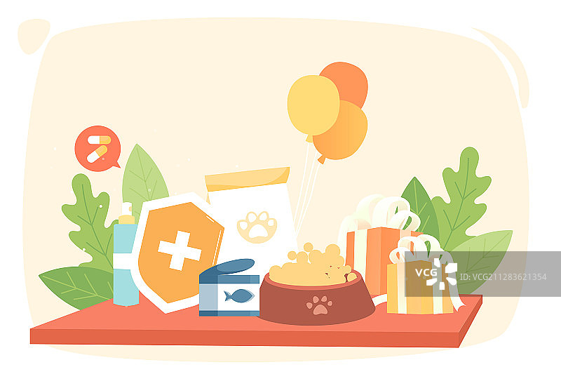 宠物猫粮狗粮食品健康电商促销活动矢量插画图片素材