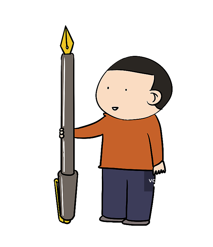 元素：手拿钢笔的学生图片素材