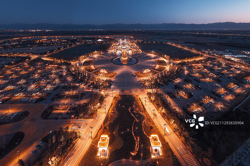 西安昆明池航拍图片素材