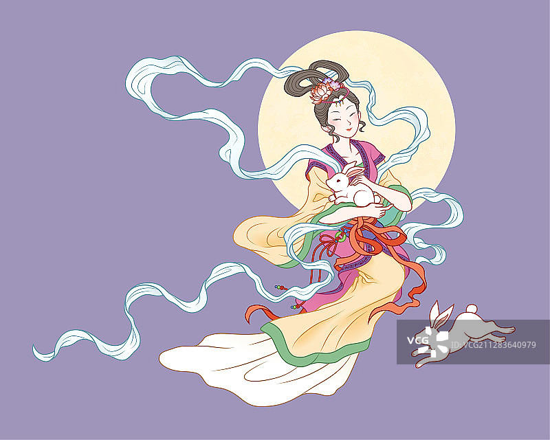 扁平古风人物嫦娥图片素材