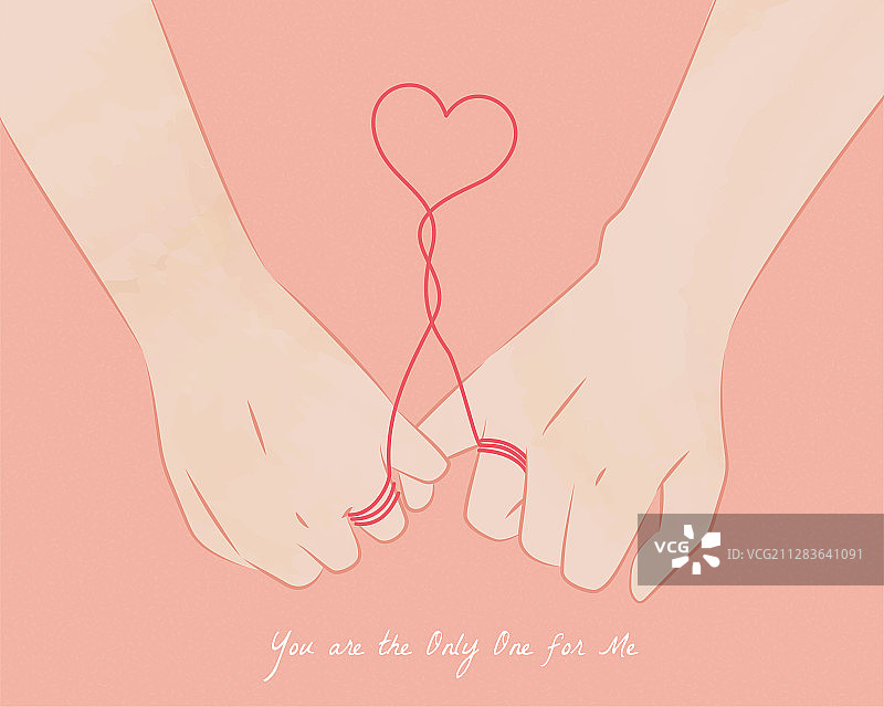 情人节卡片情侣勾小指牵红线图片素材