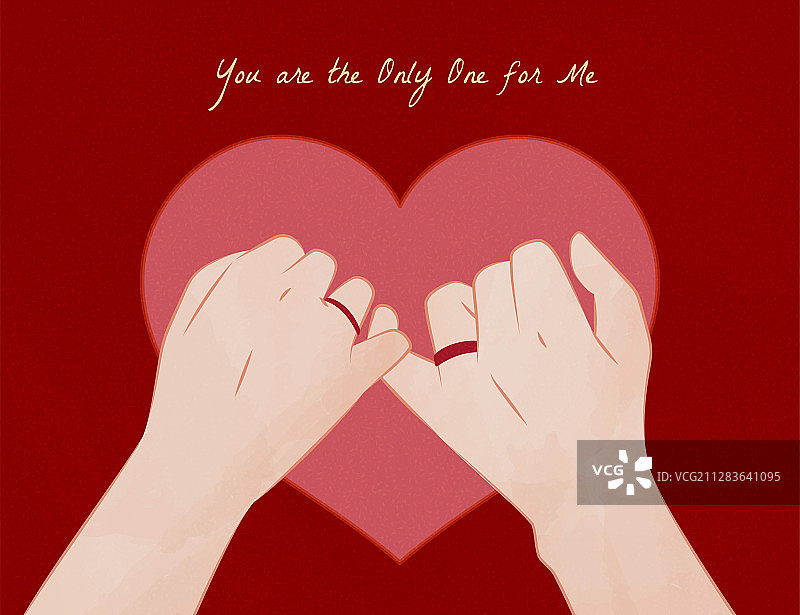 情人节卡片情侣勾小指牵红线图片素材
