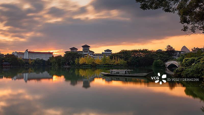 桂林榕湖晚霞图片素材