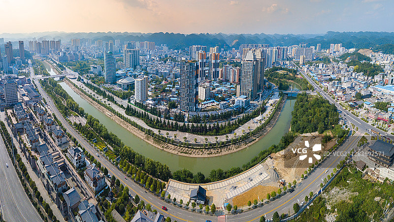航拍利川城市全景图片素材