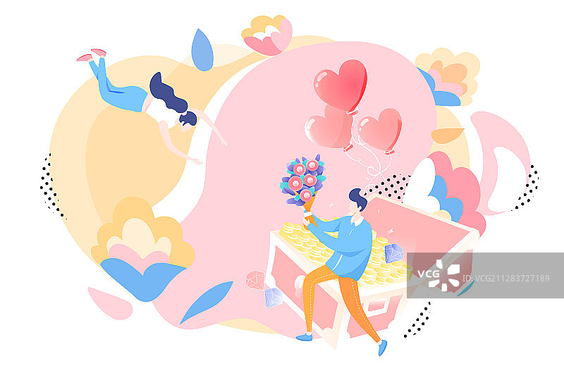 卡通520情人节情侣依偎拥抱在一起浪漫约会电商活动矢量插画图片素材