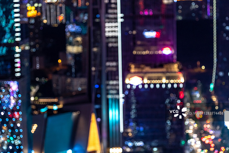 深圳城市夜景灯光彩色梦幻光斑都市风光多色的色彩鲜艳城市建筑图片素材