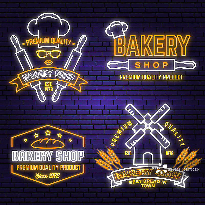 烘焙店霓虹灯明亮招牌图片素材