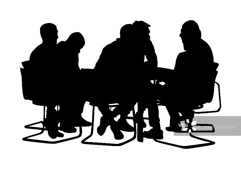 坐着交谈的商务人士剪影图片素材