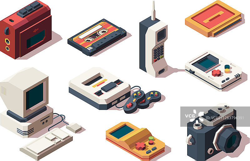 复古设备：手机与老式相机图片素材