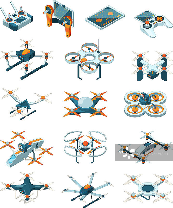 2.5D无人机等距飞行器未来现代概念图片素材