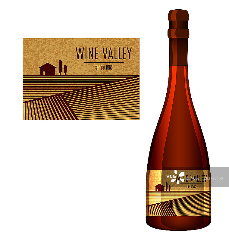 葡萄酒瓶标签设计图片素材