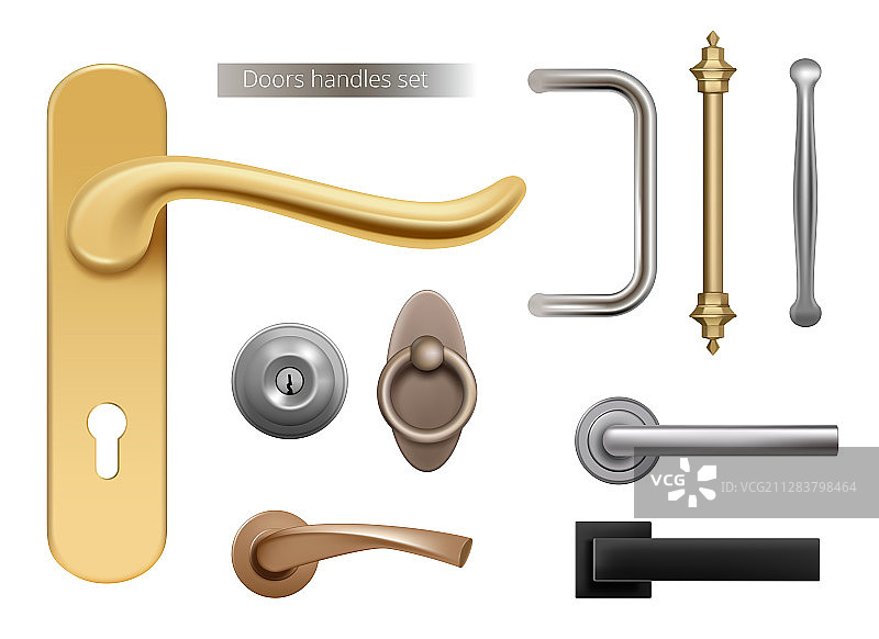 现代银色金色金属门把手图片素材