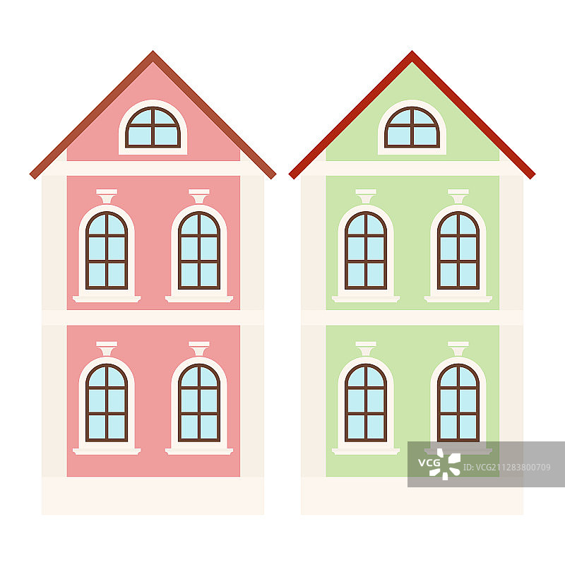 彩色小城市房屋建筑图片素材