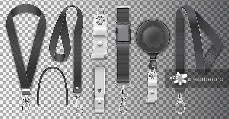 带金属爪扣的黑色挂绳图片素材