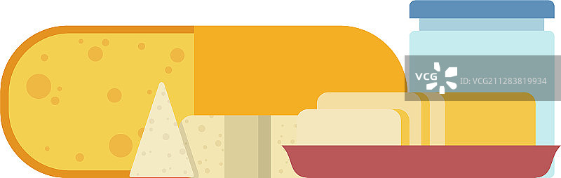 盘中的奶酪、黄油和酸奶油图片素材
